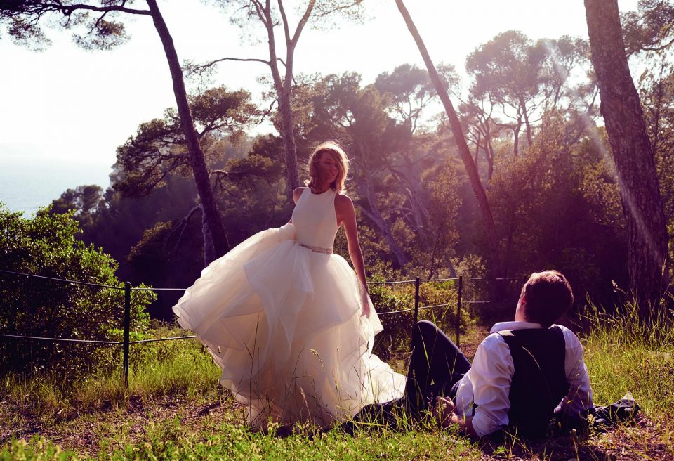 Ruffled dress from Justin Alexander
