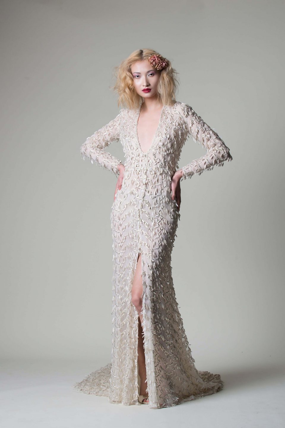 Persephone by Alan Hannah feathered dress