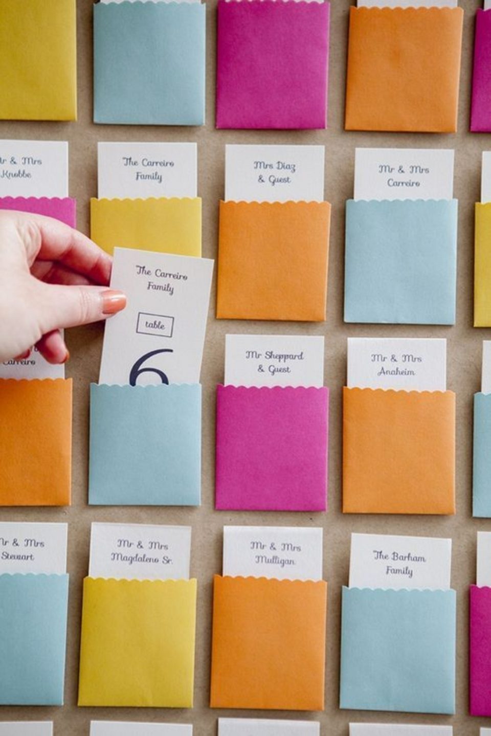 DIY Pocket Escort Card Seating Plan.