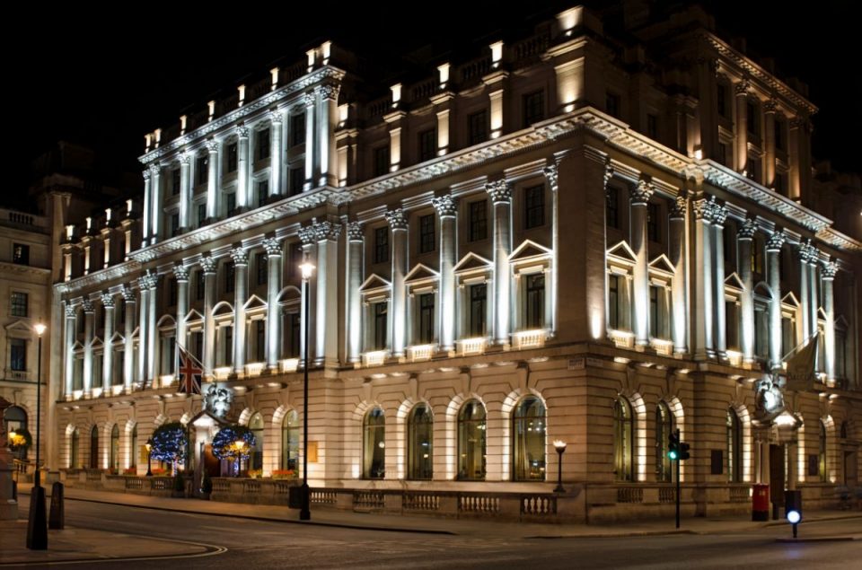 The typical London townhouse front.