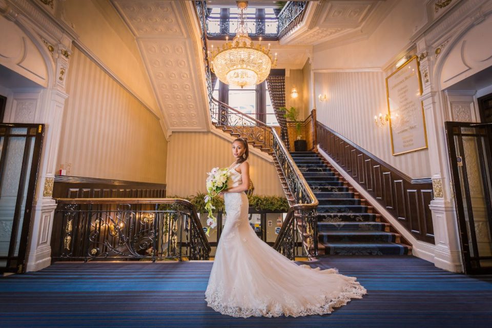 The glorious stairway of this amazing hotel in Newcastle.