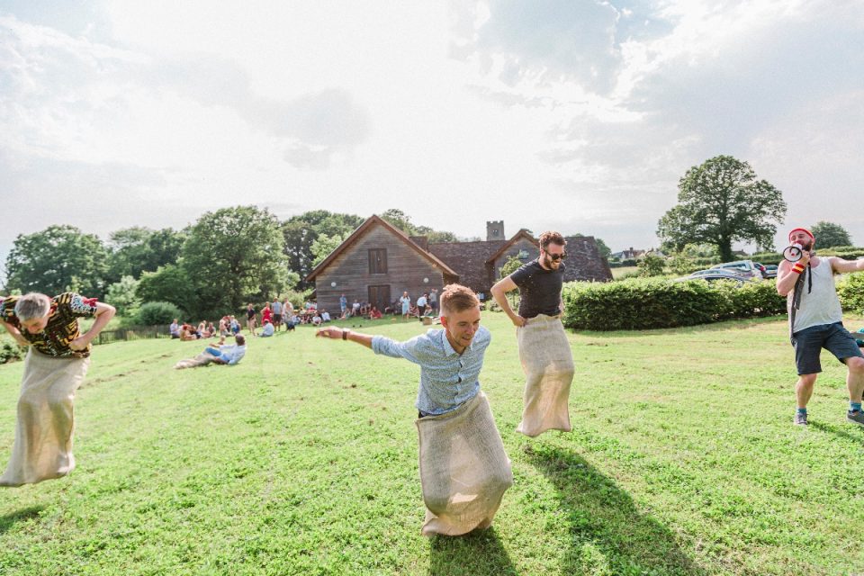 Guests hopped and jumped in sack races!