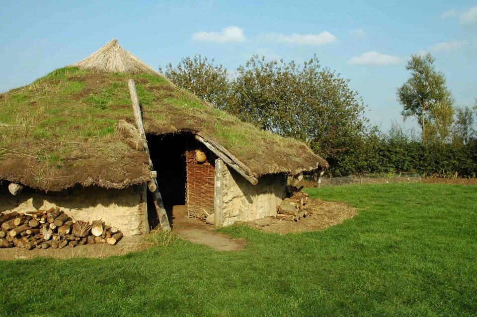 A little flag fen house, portraying life in the Bronze Age!