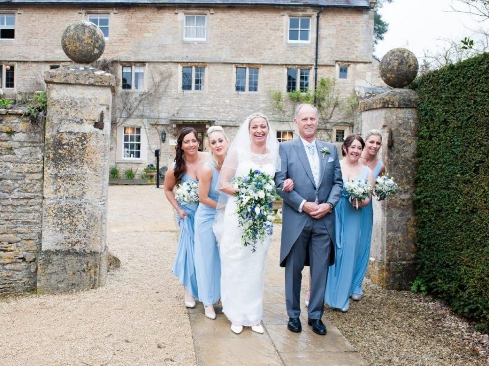 Laura's dad walking her to the wedding.