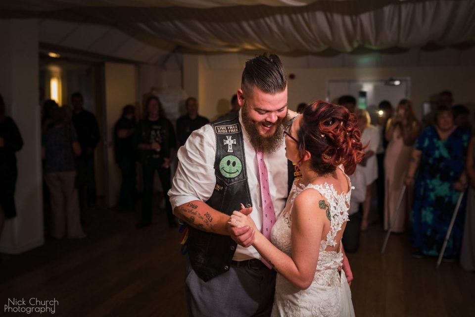 Sarah and Matthew sharing a first dance.