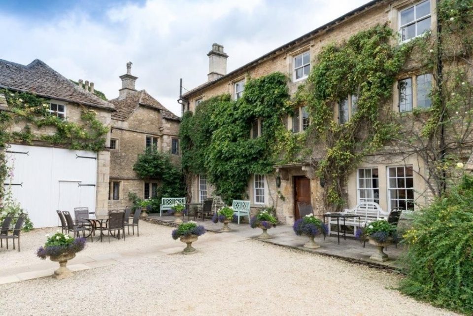This is a beautiful little courtyard for canapés before the big wedding breakfast.