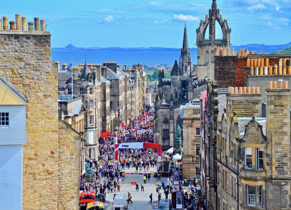 The beautiful streets of Edinburgh during Fringe.