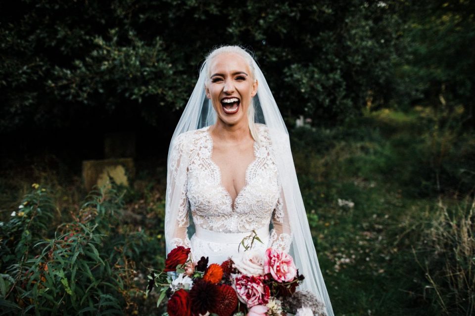 Beautiful bride! We love the bouquet.