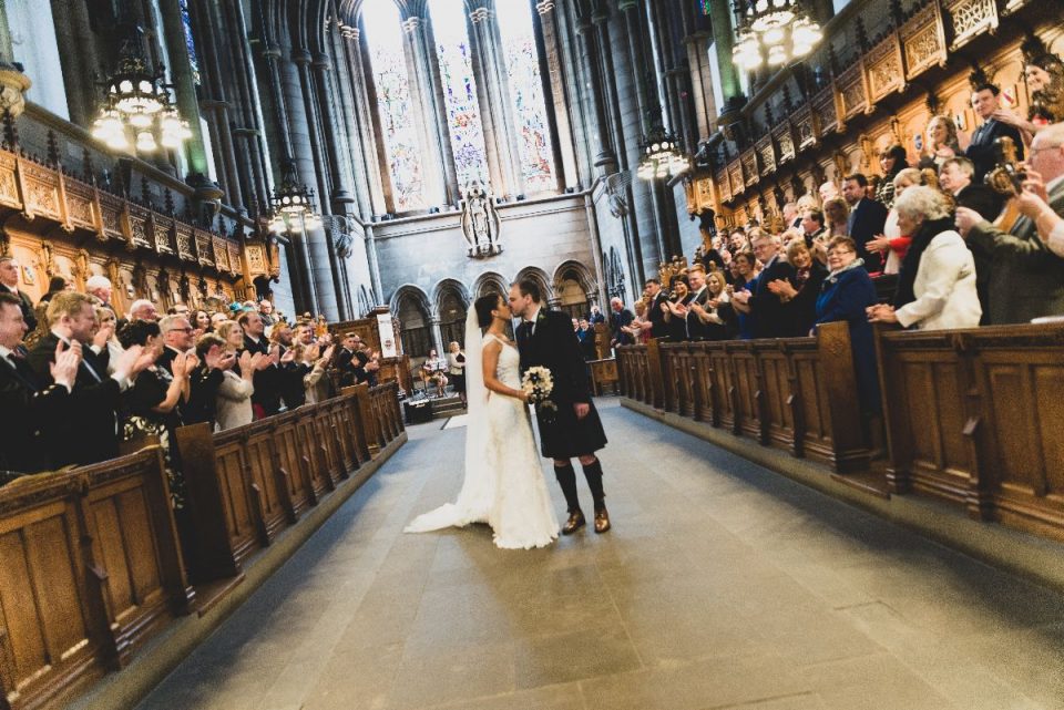 We love how guests can sit in the pews along the sides!