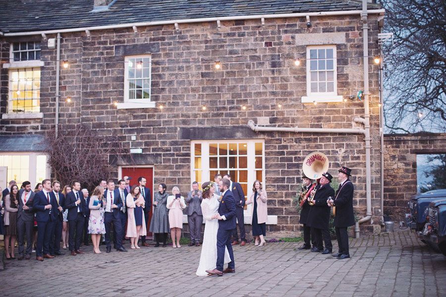 Their first dance was beautifully illuminated outside feature big band sounds.