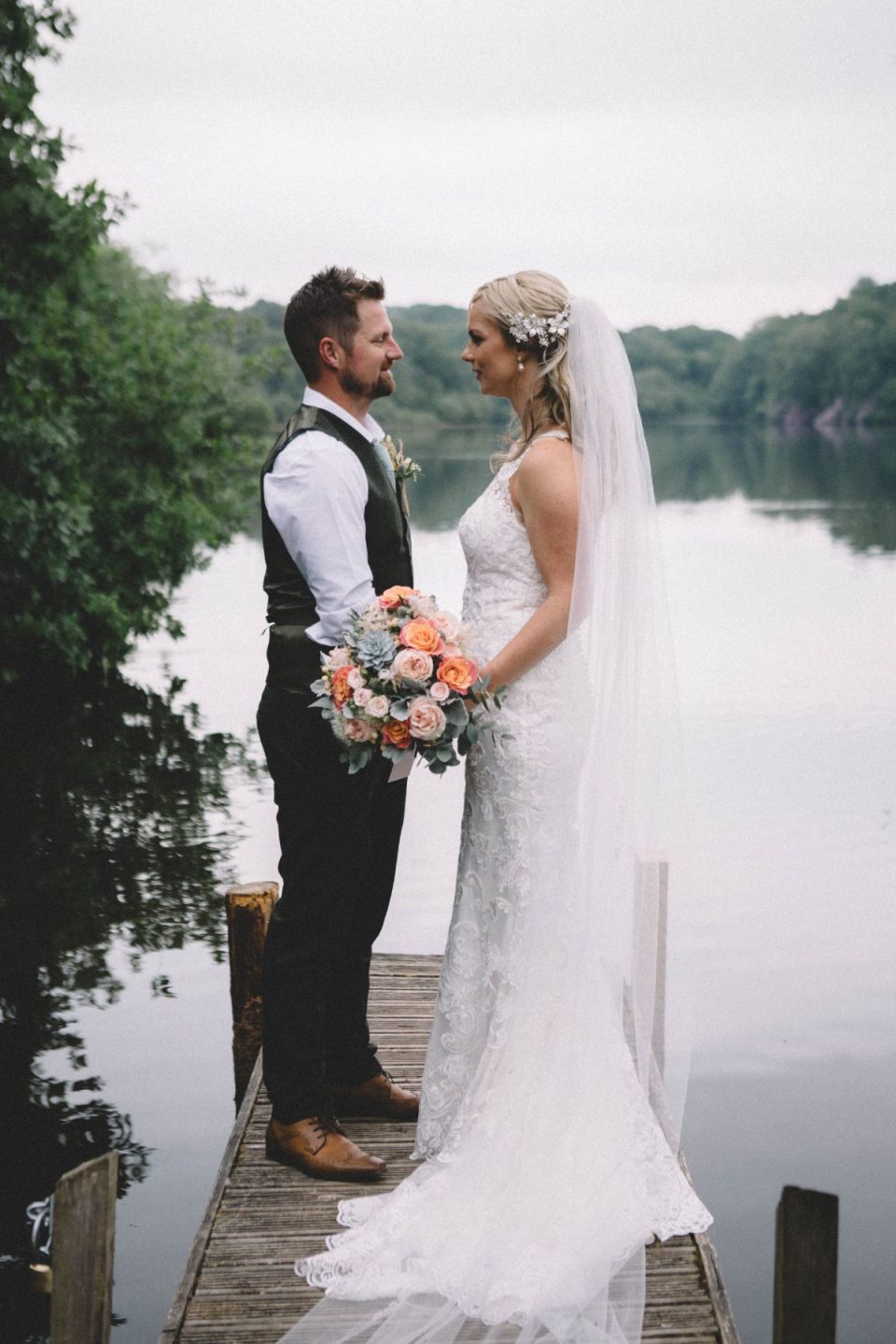 The two married at the incredibly romantic Wyresdale Park Barn.