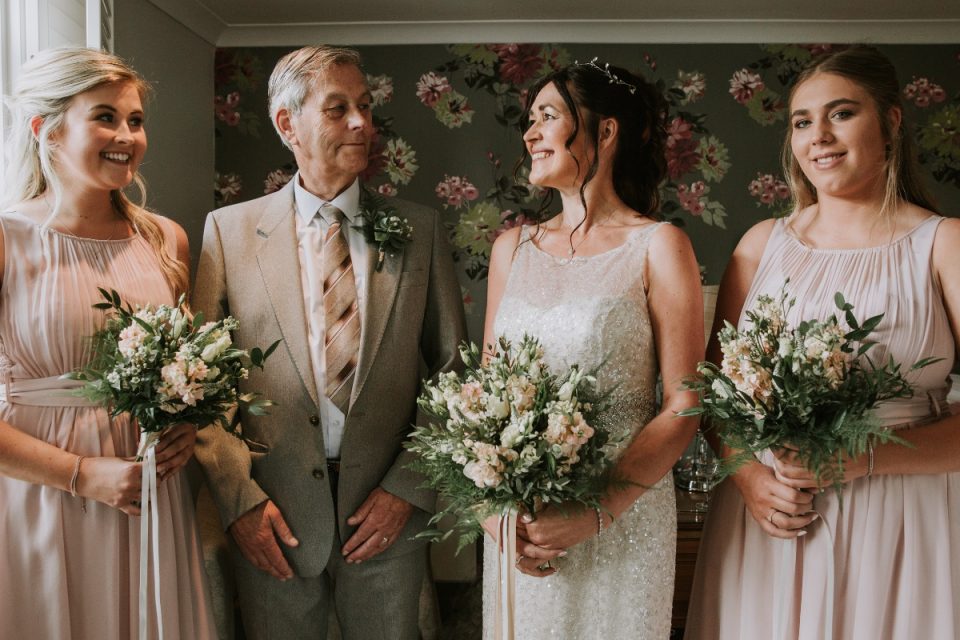 Jo and her father and bridesmaids before the wedding! Simon Turner Photography took the photos.