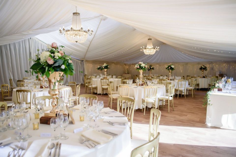 The marquee's modern styling is so beautiful!
