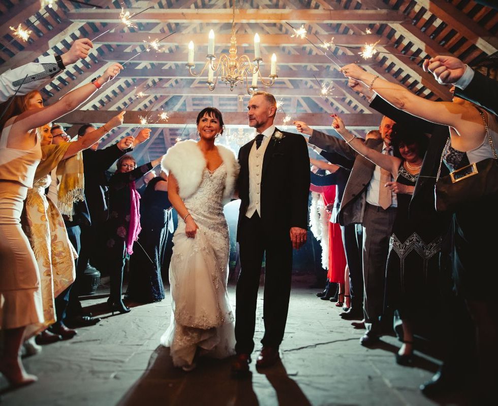 What a beautiful wedding photo! This was taken outside in the pavilion.