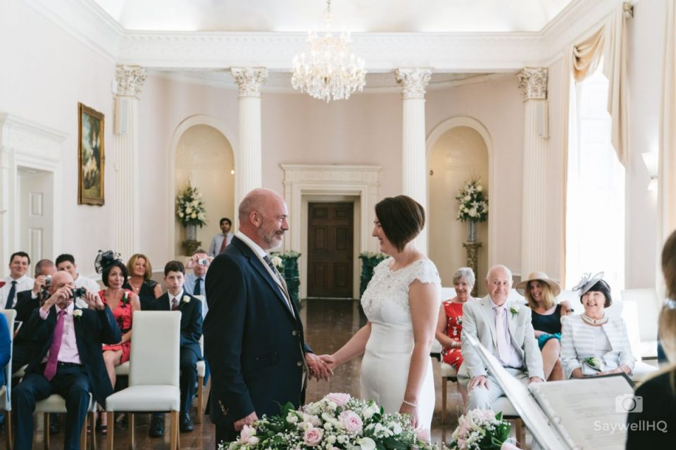 The couple exchanging their vows.