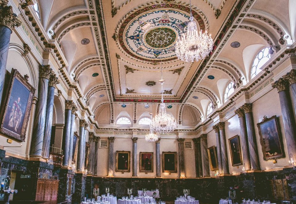The beautiful ceiling at Cutlers Hall Hospitality.