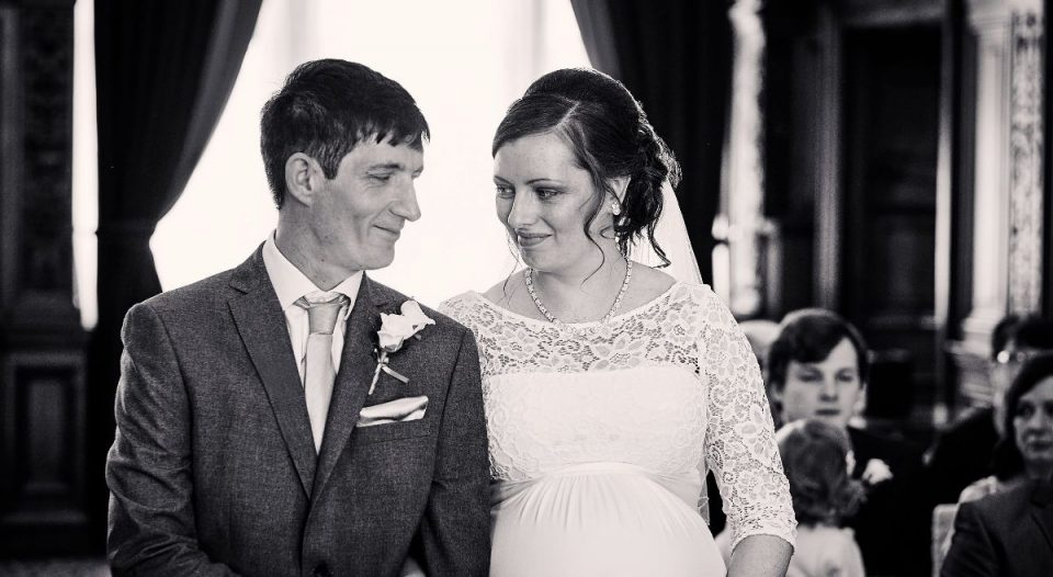 The happy couple prepared to take their vows.