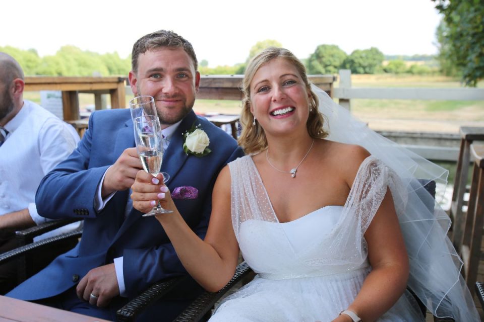 Raising a glass to the happy couple!